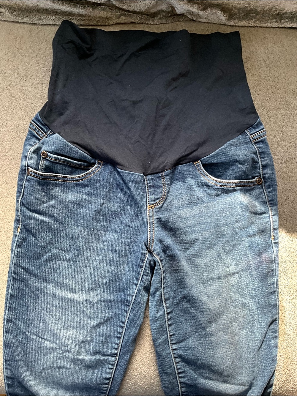 Motherhood Maternity Blue Denim Jeans with Black Maternity Panel
